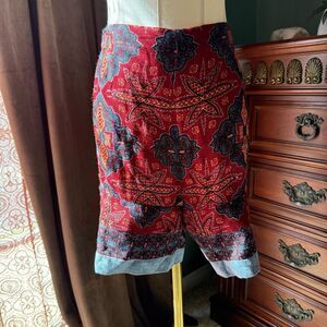 Urban Outfitters Red Floral Print Bermuda Shorts
